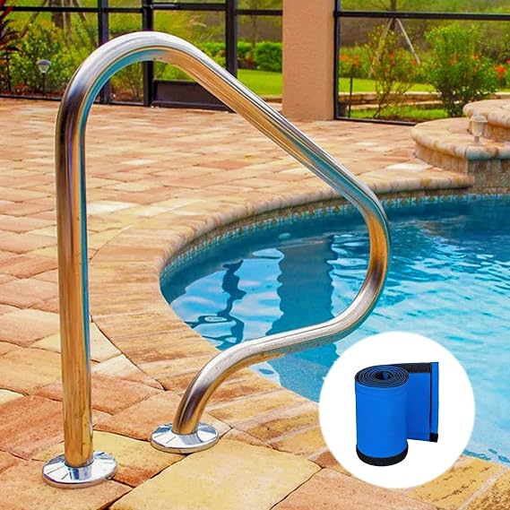 Stainless Steel Pool Hand Rail for Inground Swimming Pools, Safety Handrail with Quick Mount Base, Measures 31" X 31", Support up to 250Lb, Full Set of Accessories/Pool