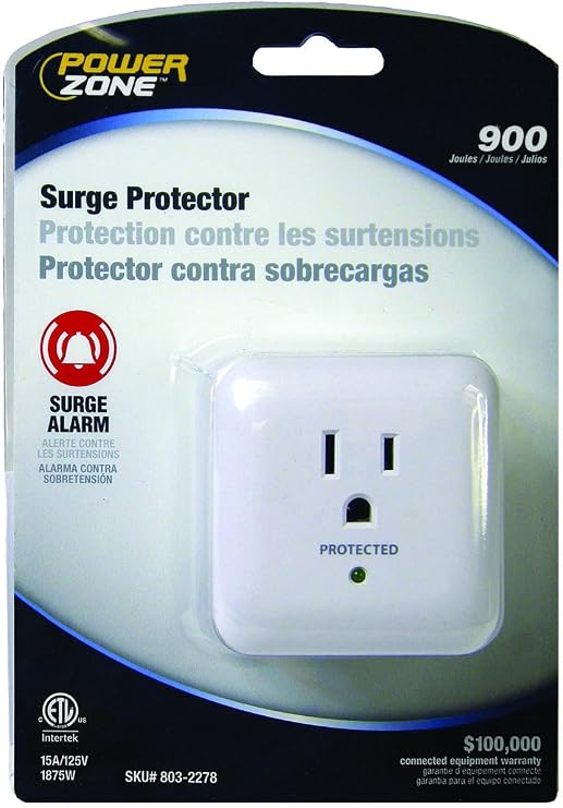 Powerzone OR802105 Surge PROTECTOR Tap, 125 V, 15 A, 1 Outlet