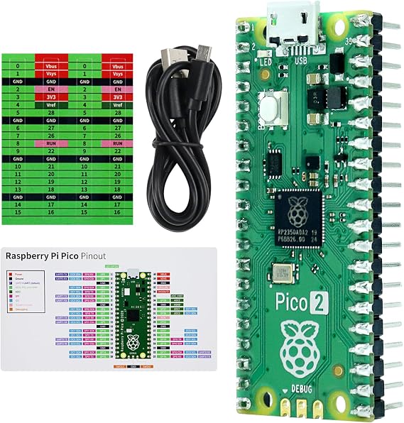 Freenove Raspberry Pi Pico 2 Board Pre-Soldered Header, Dual Arm Cortex-M33 and Dual Hazard3 RISC-V Microcontroller, Development Board, Tutorial Example Projects