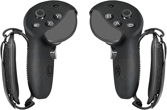 Globular Cluster Silicone Grips for Meta Quest Pro Controllers - Come with PU Leather Cushion Pad - More Comfortable (Black)