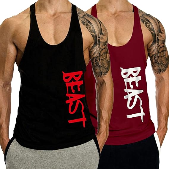 Men's Tank Tops Sleeveless Shirts Y-Back Gym Workout Stringer Tank Tops Bodybuilding Fitness T-Shirts