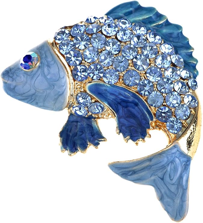 Alilang Japanese Koi Fish Carp Golden Tone Enamel Crystal Rhinestone Ocean Animal Lapel Pin Brooch
