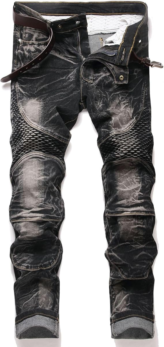 Mens Ripped Jeans Straight Leg Y2K Denim Pants | Casual Relaxed Fit Hip hop Streetwear Trousers Skateboard Vintage Denim