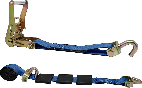 CustomTieDowns 2 Inch x 9 Ft Ratchet Strap, Ratchet with Wide Handle, Swivel J Hook On Both Ends. (Blue)