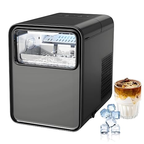 1.5L Ice Maker Machine Counter Top for Home, Countertop Nugget Ice Maker, 12kg/26lb In 24h, Ice Ready In 6 Mins, 2 Bullet Ice Sizes, Self-cleaning Portable Small Clear Ice Cube Maker for Kitchen