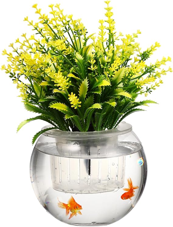 YARNOW Hydroponic Plant Water Storage Bottle with Removable Planting Basket 5.90X5.90X4.33In Clear Self Watering Flowerpot for Indoor Outdoor Aquatic Plants Home Desk Decor