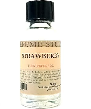 Strawberry Perfume Oil for Perfume Making, Personal Body Oil, Soap, Candle Making & Incense; Splash-On Clear Glass Bottle. Premium Quality Undiluted & Alcohol Free (1oz, Strawberry Fragrance Oil)