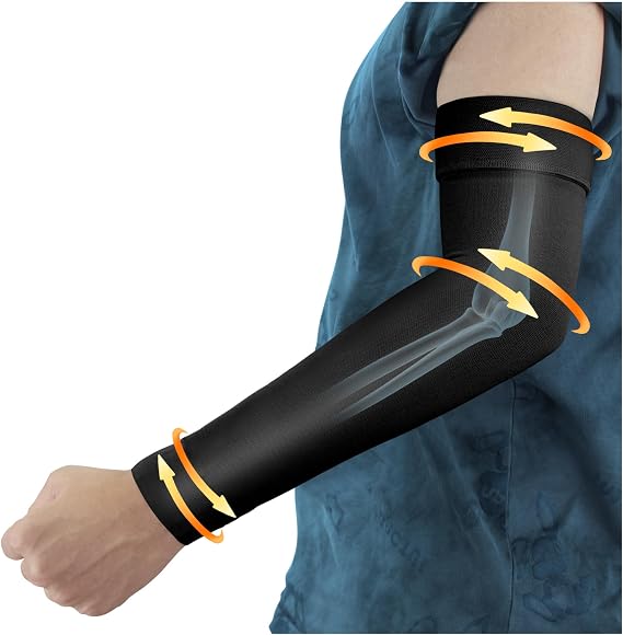 Hiball Lymphedema Medical Compression Arm Sleeve for Men Women, 20-30 mmHg Graduated Compression Full Arm Support