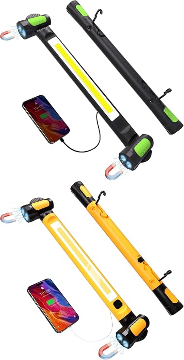LANKA Bundle to Save -3200LM Work Light for Mechanic Yellow+ 3200LM Magnetic Light Black,6000mAh Rechargeable Underhood Light with Hooks