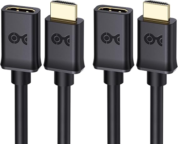 Cable Matters 2-Pack 4K High Speed HDMI Extension Cable, M-F, 6ft | 4K@60Hz, Male to Female, HDMI Extender Cable, with Ethernet, 3D and 4K Resolution Ready