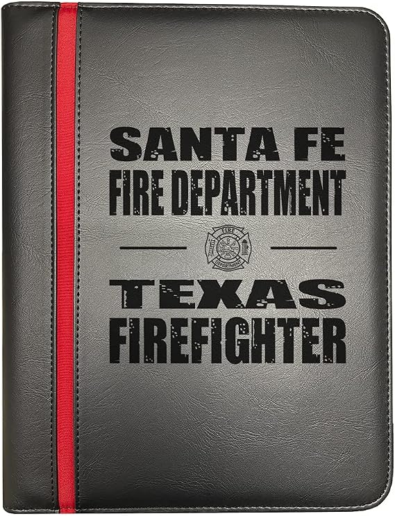 Compatible with Santa Fe Texas Fire Departments Firefighter Thin Red Line Firefighters Portfolio Padfolio Organizer Firefighter's Prayer Print Thin Red Line American Flag Maltese Cross Decal Pack of 1