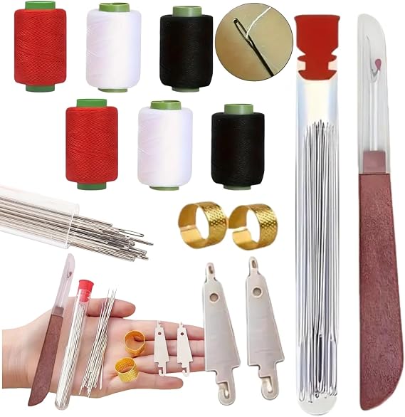 37PCS Sewing Tool Set,Needles Thread Hand Repair Tools,Multi-Purpose Needle and Thread Kit, Complete Needle & Thread Set with Repair & Embroidery Tools,Portable DIY Hand Made Craft Set for Beginners