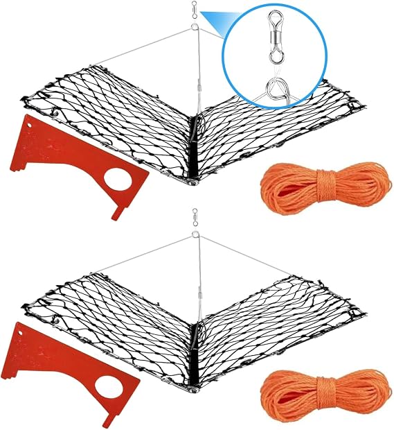 Foldable Crab Trap Castable Crabjaw with Crab Gauge and Bait Clip for Saltwater or Freshwater