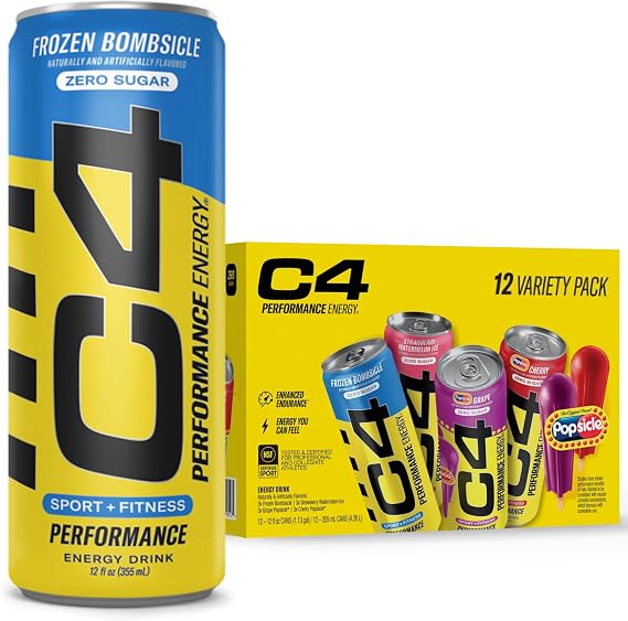 C4 Performance Energy Drink with Zero Sugar, 150mg Caffeine, 12 Fl Oz 12pk