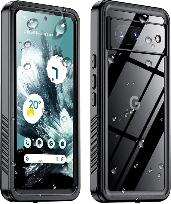 Justcool Google Pixel 8 Cell Phone Case, Waterproof, Heavy Duty Rugged 360 Protective, IP68 Water Resistance, Military-Grade Drop Protection, Black