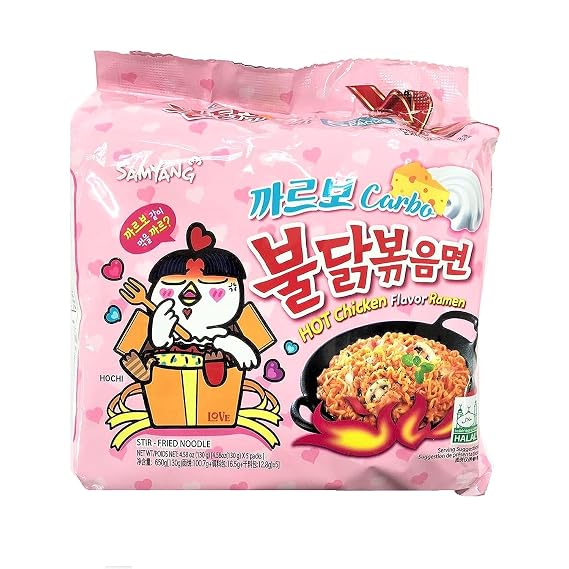 Samyang Hot chicken stir fried ramen noodle, Carbo 5 pk, 22.9 Ounce