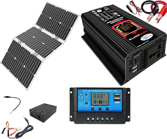 Solar Panel Kit,Complete Solar Panel Kit, 6000W Solar Inverter, 60W Waterproof Solar Panel, 220V110V/30A Controller with 2 USB Ports and LED Power Display, Home Backup Power Supply,110V (Size : 220V