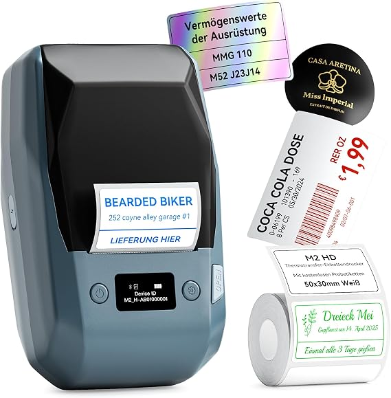NIIMBOT M2 etiket yazıcısı, Bluetooth etiket yazıcı, termal transfer etiketleme cihazı, renkli baskıyı destekler, kendinden yapışkanlı çıkartma yazıcı, ofis, ev, okul için, koyu mavi