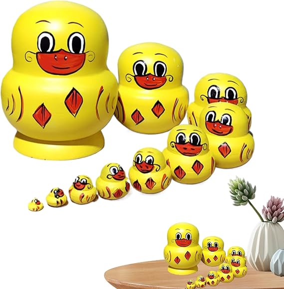 Nesting Dolls for Kids - Compact Hand-Painted - Wooden Russian Nesting Dolls | for Living Room Entrance Display Rack Bedroom Kid Room