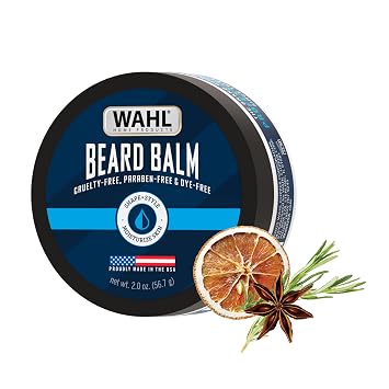 Wahl Beard Balm for Men - Shapes and Styles Facial Hair Leave in Conditioner for a Light Hold for All-Day Control With Shea Butter, Aloe, Mango Seed Butter & Candelilla Wax - Model 3028690