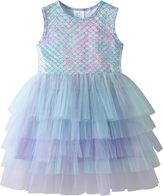 VIKITA Girls Tutu Dress, Sleeveless Birthday Party Outfit for Girls 3-12 Years, Summer Layered Tulle Dress