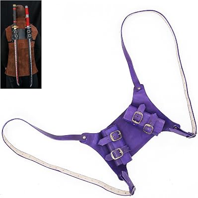 Armory ReplicasTM Genuine Leather Twin Sword Shoulder Belt Adjustable, Durable 9oz Leather with Twin Sword Frogs for Secure Carrying