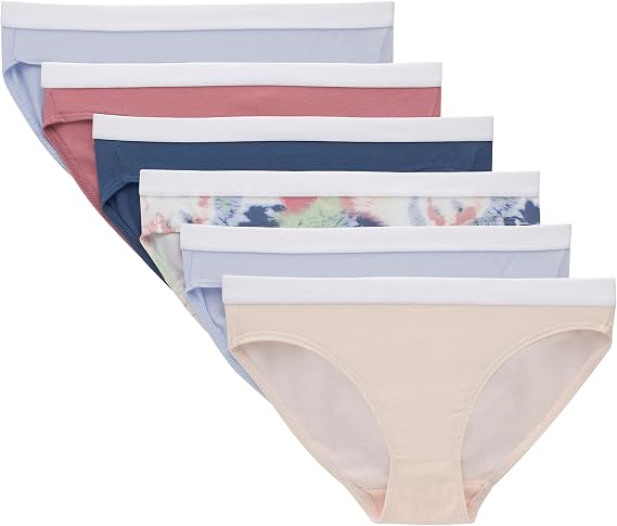 Hanes girls Originals Underwear, Stretch Cotton Boyshorts, Hipster, Bikini Panties, 6-pack