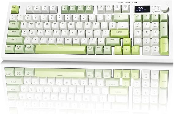 Wireless Keyboard, Quiet Keyboard for Work, Tri-Mode BT5.0/2.4GHz/USB-C, Creamy Keys with RGB Backlight, 94-Key, Anti-ghosting Keys, Compatible with PC, Mac, Gaming Consoles