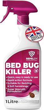 REPELEM Bed Bug Killer Spray - Large 1L Bed Bug Spray, Kills Bedbugs at All Life Stages, All in One Treatment for Use on Mattresses, Soft Furnishings & Around The Home