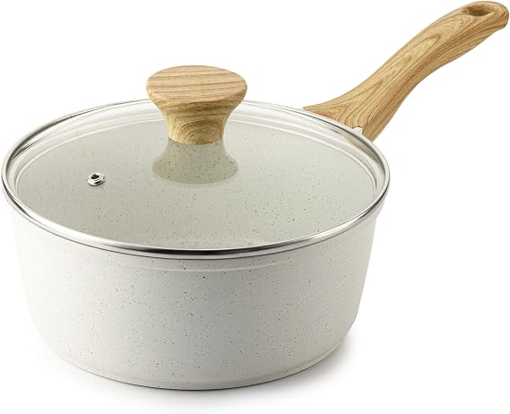 SENSARTE Ceramic Nonstick Saucepan with Lid 1.5QT, PTFE/PFOA/PFAS Free