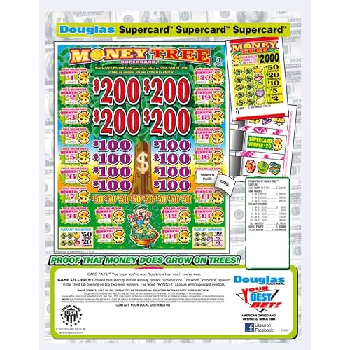 Money Tree $1 Pull Tabs Supercard Bonus Board 3360 Count Instant Bingo Tickets Fundraiser & Prize Event Game