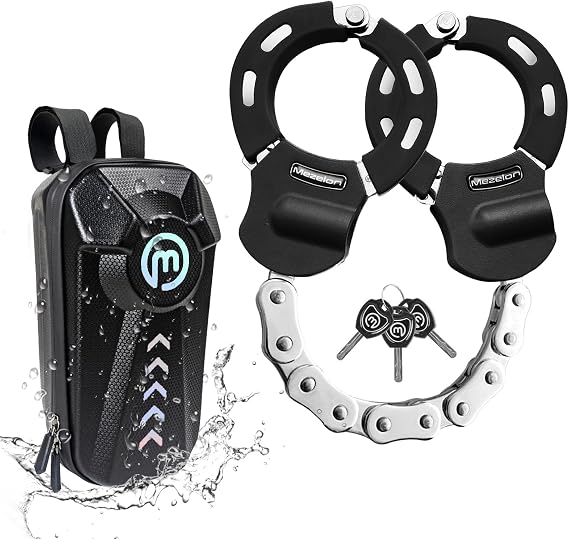 Mezelon Scooter Lock, Heavy Duty Chain Lock with Front Hanging Bag and Keys