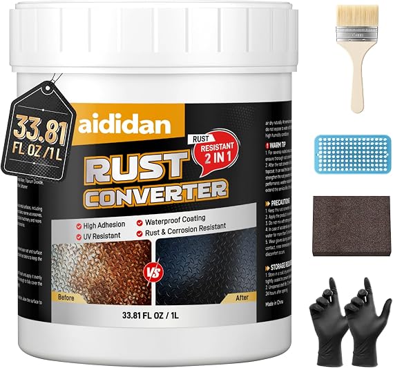 2 in 1 Rust Converter & Metal Primer, 33.81 Fl Oz Black Rust Reformer Paint