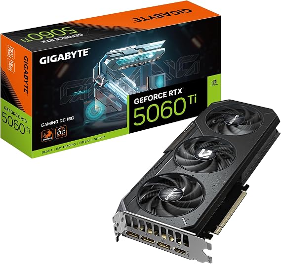 GIGABYTE GeForce RTX 5060 Ti Gaming OC 16G Graphics Card, by NVIDIA,16GB 128-bit GDDR7, PCIe 5.0, WINDFORCE Cooling System,DisplayPort & HDMI - Video Output Interface,GV-N506TGAMING OC-16GD Video Card