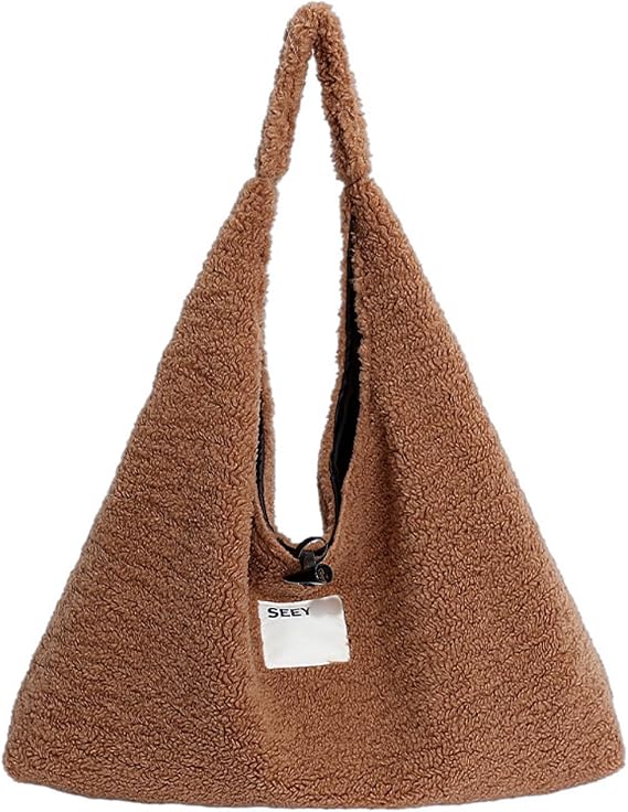 Plush Faux Fur Bag for Women | Soft Hobo Shoulder Style, Chic Winter Outfit Boost