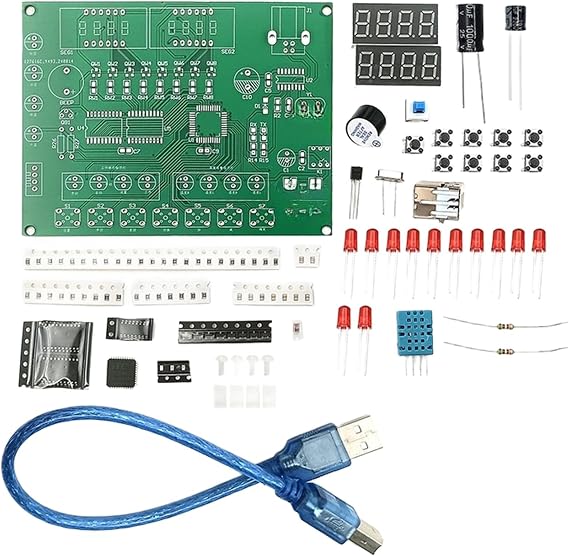Smart Temperature Humidity Control System DIY Kit, 5V USB Powered Electronic Learning Set With Digital Display And LED Indicators For Home Garden Environmental