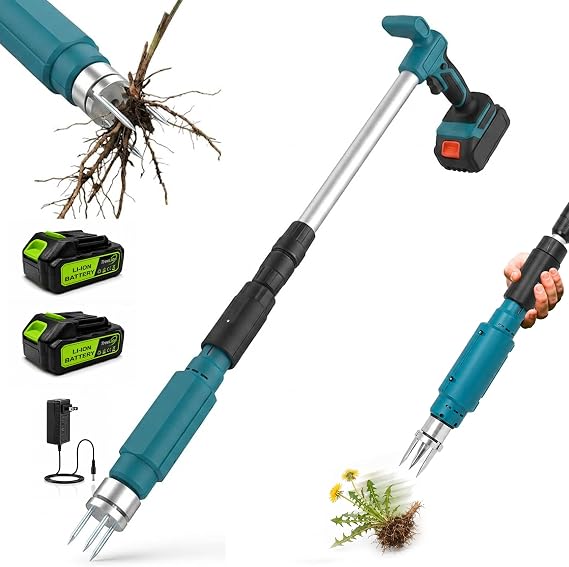 Electric Stand Up Weed Puller Tool with Long Handle, Lightweight & Portable Design, Total 4000 mAh Batteries, Adjustable Garden Weed Remover Tool