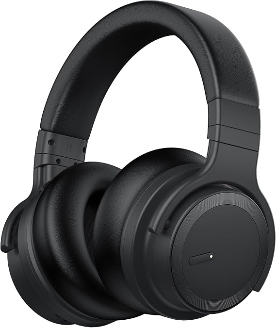 Active Noise Cancelling Over Ear Wireless Headphones with Hi-Fi Audio, Comfortable for Travel/Office, Black