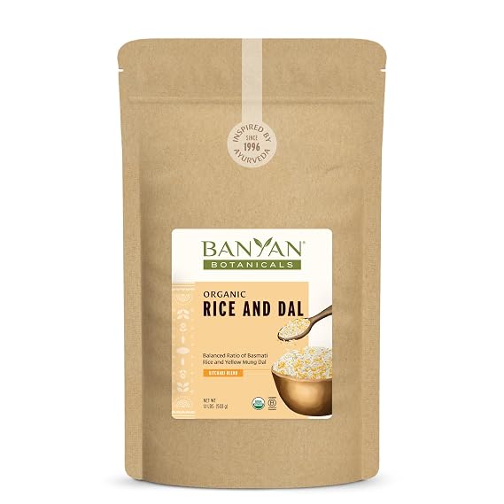 Banyan Botanicals Rice and Dal Pre-Blended Organic Yellow Mung Dal and Organic Basmati Rice for Kitchari Easy Food for Cleansing and Digestion 1.1 lbs. Non-GMO Sustainably Sourced Vegan