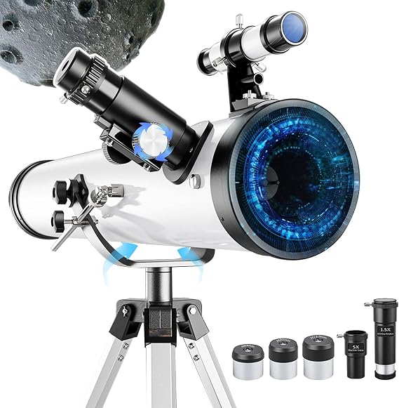 Astronomy Refractor Telescope for Adults, 114mm Aperture, Includes Tripod, 5X Multiplier, Moon Mirror - Explore with Clarity and Precision