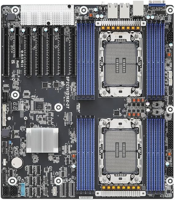 ASRock Rack SPC741D16X-2T EEB Server Motherboard Dual Socket 4th Gen Intel Xeon Scalable Processors (LGA 4677) C741 16 DIMM Slots 6 PCIe5.0 x16 Dual 10G LAN