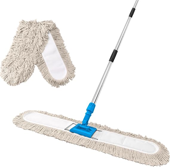 ARTIPOLY 41 Commercial Dust Mop for Floor Cleaning, Industrial Dry Mop with Heavy Duty Long Handle, Large Cotton Reusable mop Head, for Cleaning Office Garage Hardwood Warehouse Factory Mall