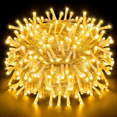 String Lights Fairy Lights 66 Feet 200 LED with Multi Flashing Modes Controller, Waterproof LED Lights Decorations for Bedroom, Wedding, Party, Garden, Patio, Indoor Outdoor Occastions Warm White
