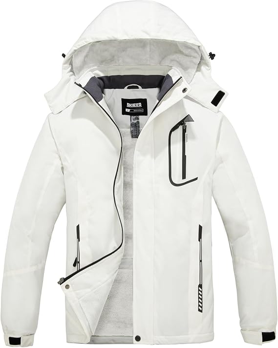 Skieer Men's Mountain Waterproof Ski Jacket Winter Rain Jacket Warm Fleece Snow Coat