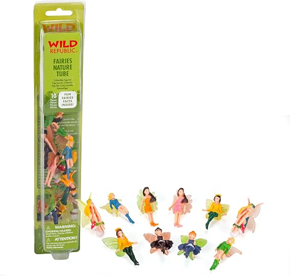 Wild Republic Fairy Figurines Tube, Fairy Toys, Ten Fairy Figures with Five Different Poses All with Different Hair and Outfit Colors , 10 Piece Set