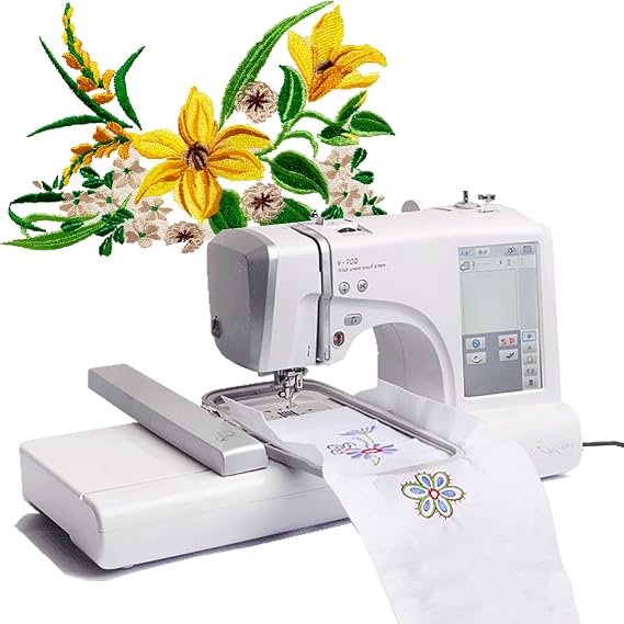 Embroidery Machine, Automatic Sewing Machine with 150 Built-in Designs, 7" LCD Touchscreen, USB Port, and 10 Font Styles