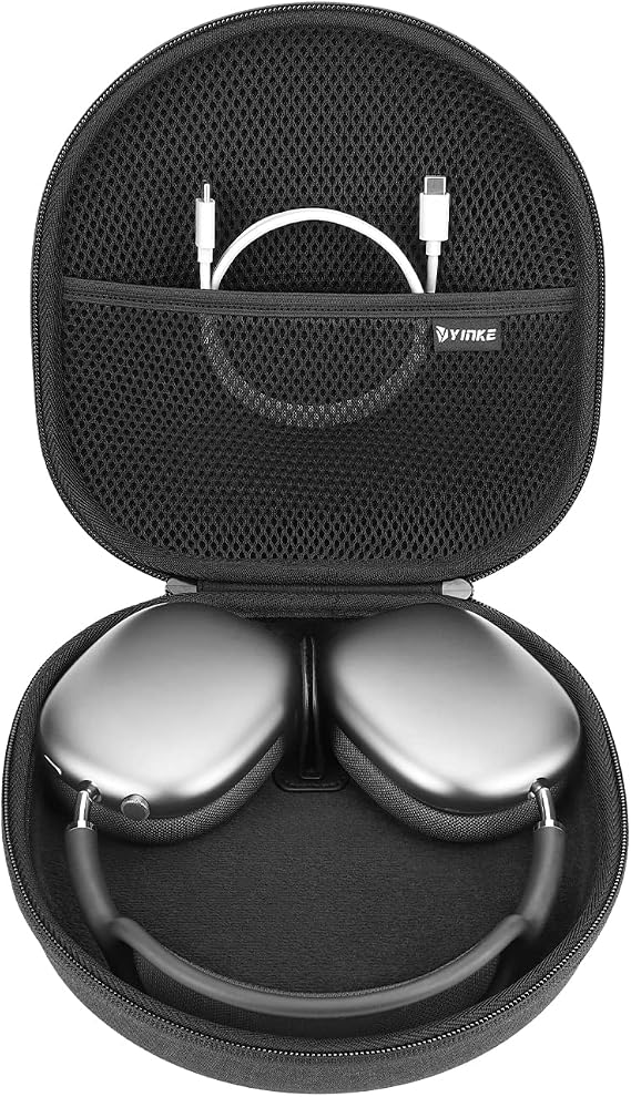 Smart Case for Apple AirPods Max Supports Sleep Mode, Hard Organizer Portable Carry Travel Cover Storage Bag (Black)