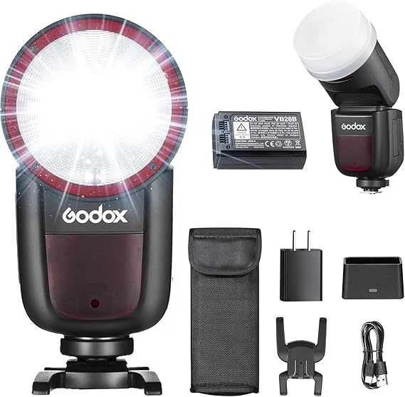 Godox V1 C V1-C Flash with Diffuser Kit for Canon Camera, 76Ws 2.4G HSS TTL Round Head Flash, 1.5s Recycle Time, 480 Full Power Flashes, Li-ion Battery, Modeling Lamp for Portrait & Event Photography