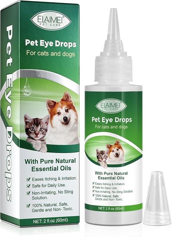 Dog Eye Drops 60ml, Eye Drops for Dog Cat Antibacterial for Infection, Dry, Itchy, Irritated, Gunky & Tear Stain Eyes
