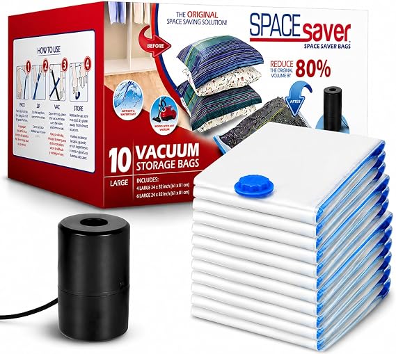 Spacesaver 10 x Large Vacuum Storage Bags with Electric Pump